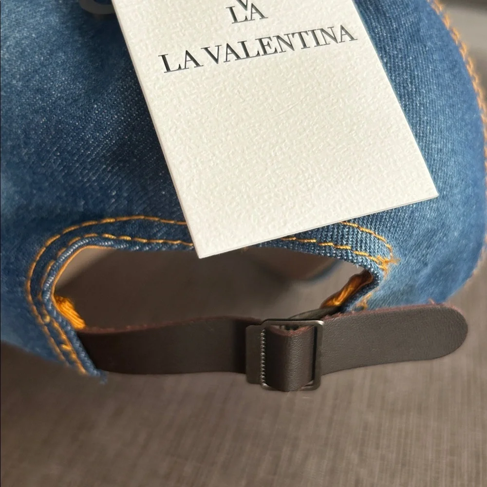 LA VALENTINA Denim Bling Baseball Hat Silver Stars and Rhinestones NWT